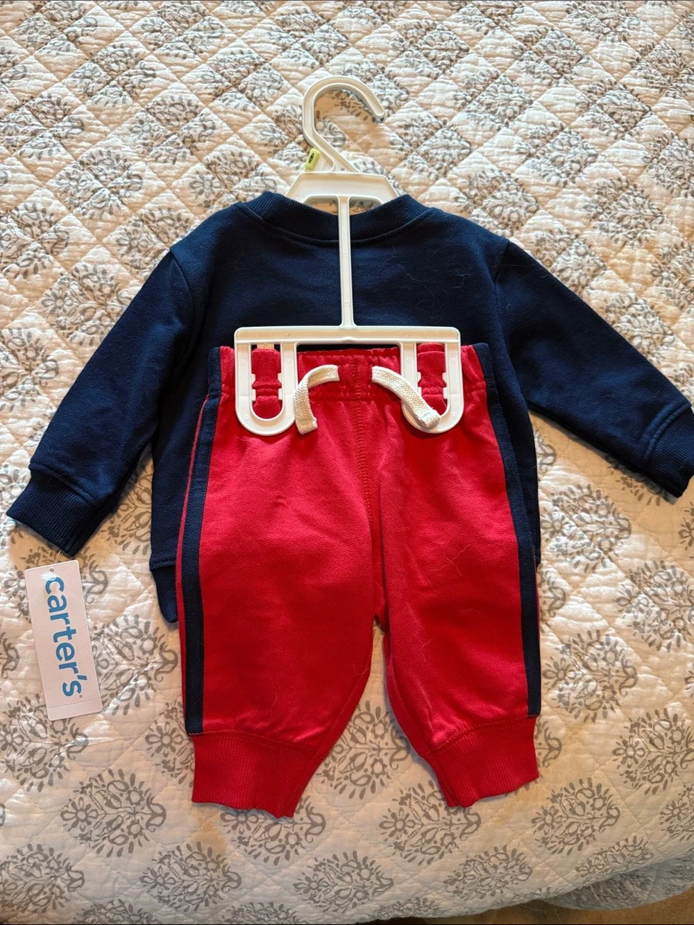 Carter's Navy Sweatshirt with Red 'Stealing Hearts' & Red Joggers 3m
